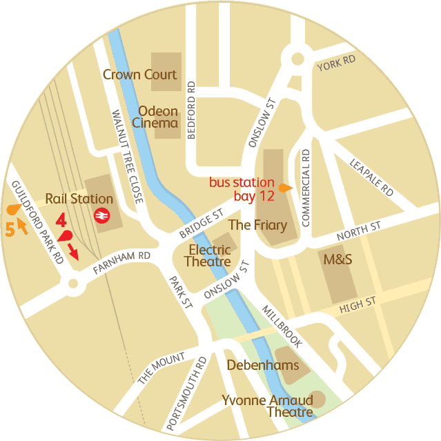 Guildford Bus Hospital Map1